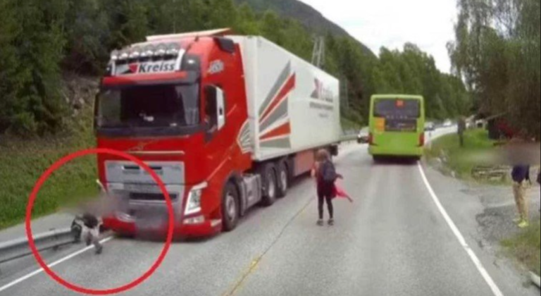 Момче излезе од автобус, па претрча пред камион: Реакцијата на возачот ќе ве шокира (ВИДЕО)